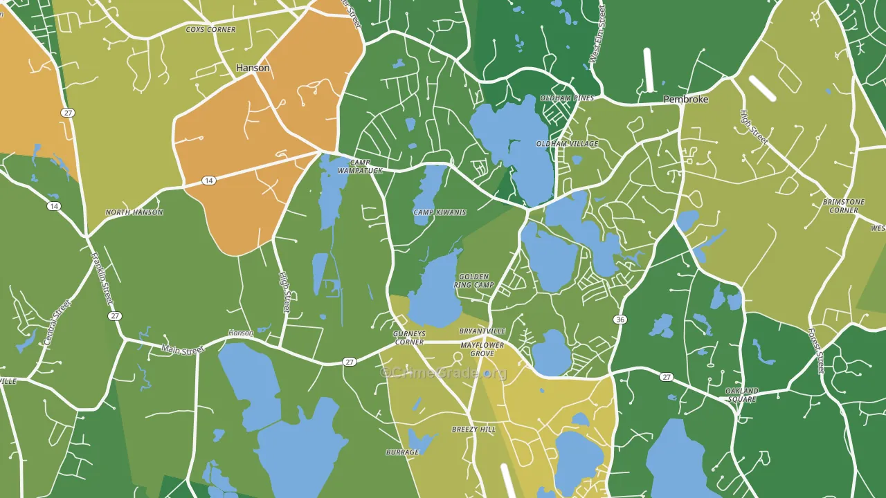 Monponsett, MA Map of Theft Rates