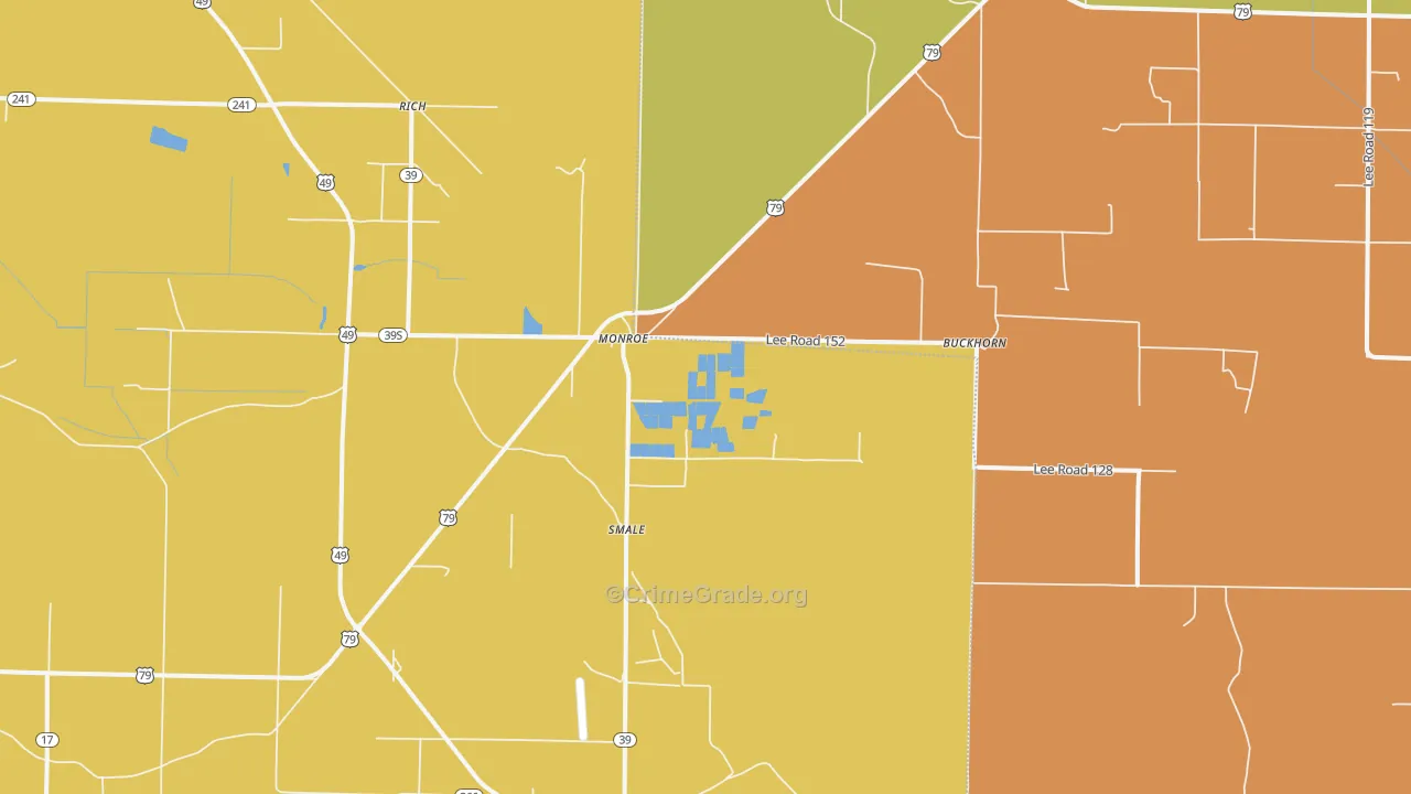 Monroe, AR Map of Theft Rates