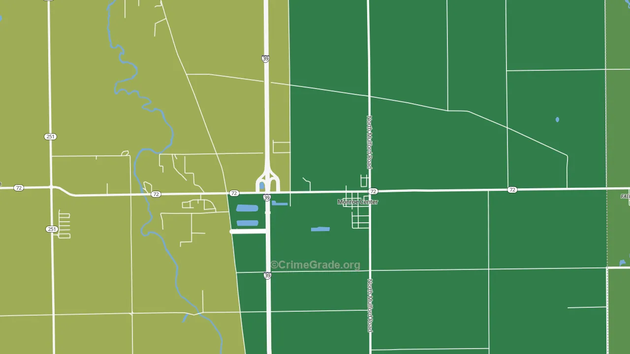 Monroe Center, IL Map of Theft Rates