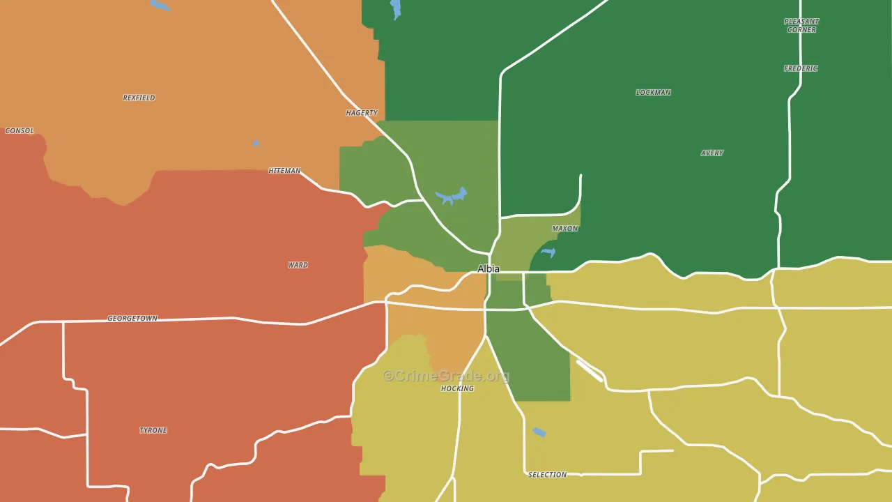 Monroe County, IA Map of Theft Rates