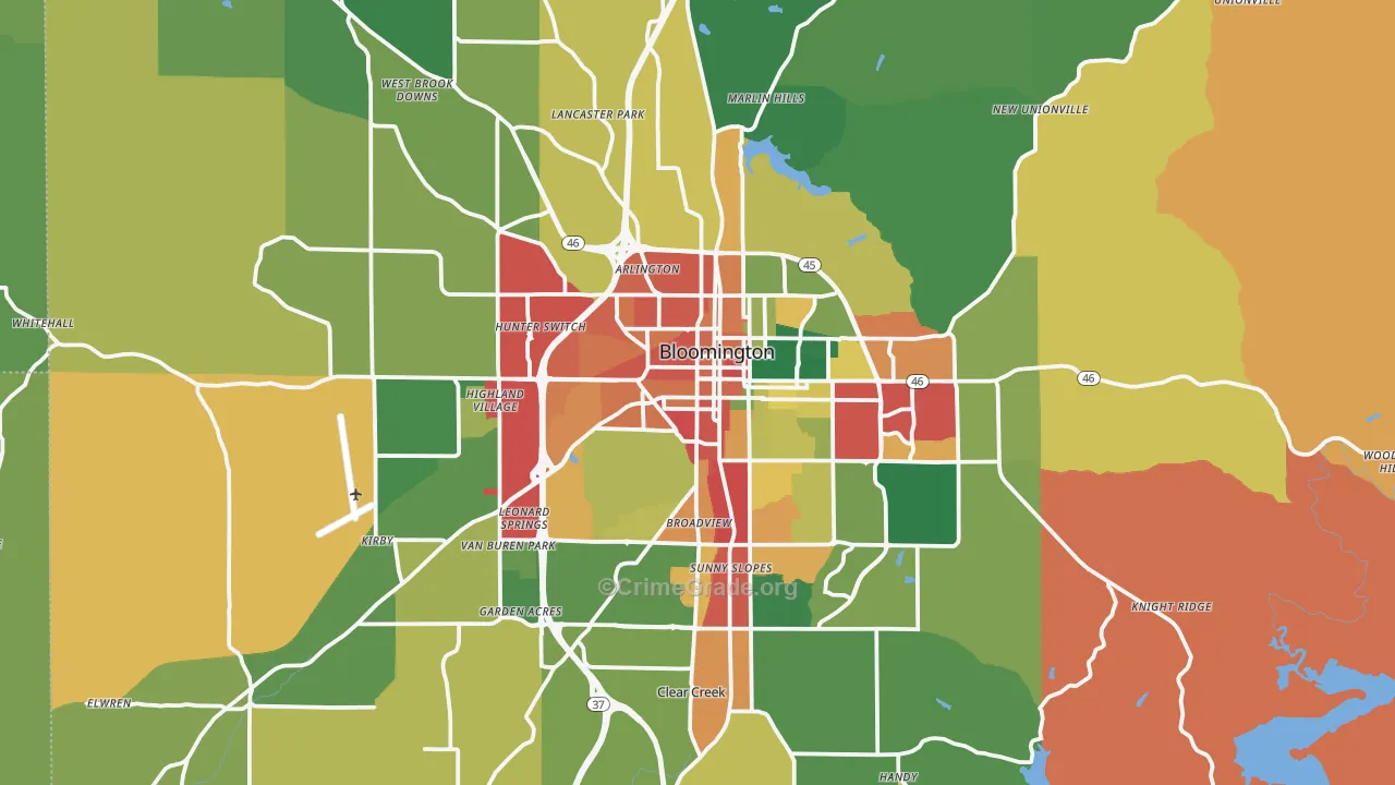 Monroe County, IN Map of Theft Rates