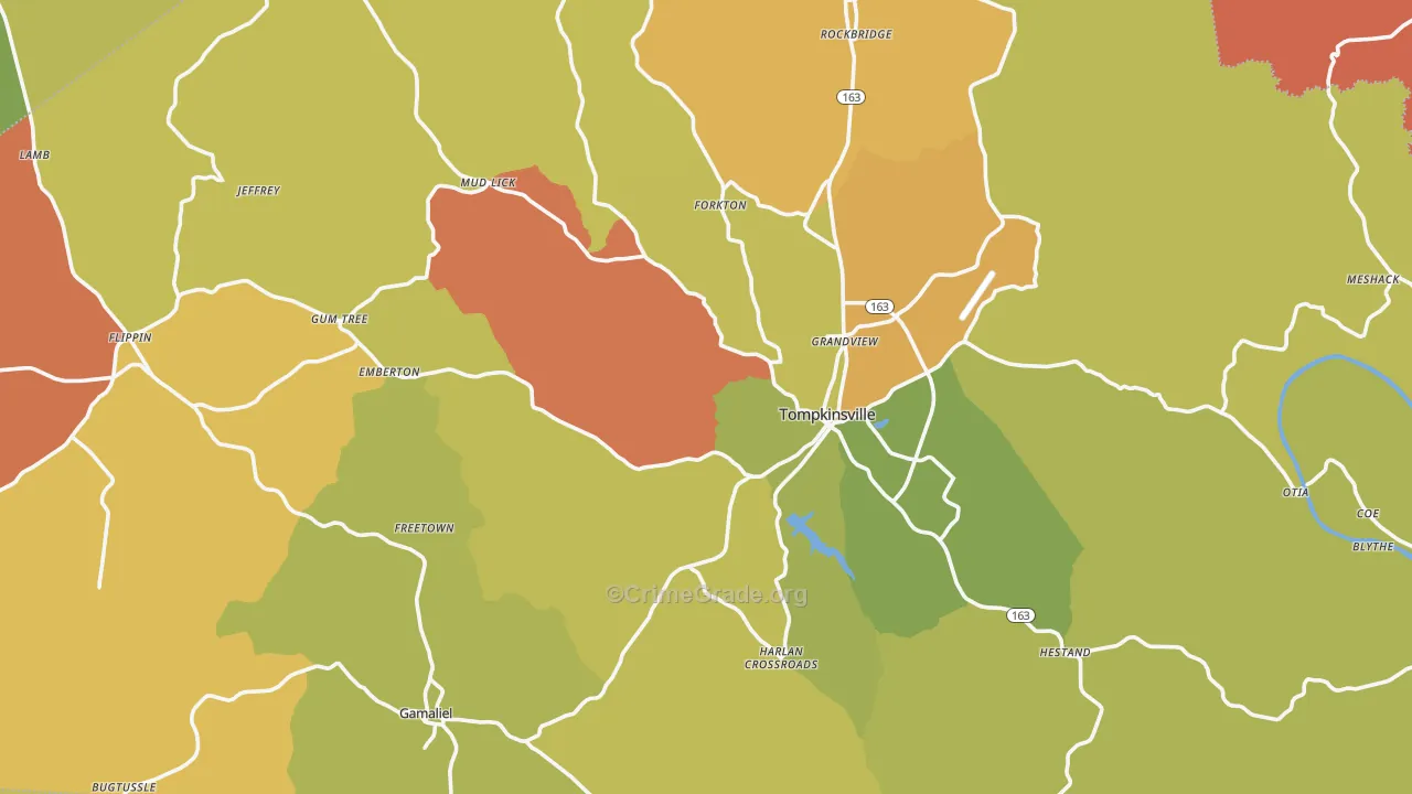 Monroe County, KY Map of Theft Rates