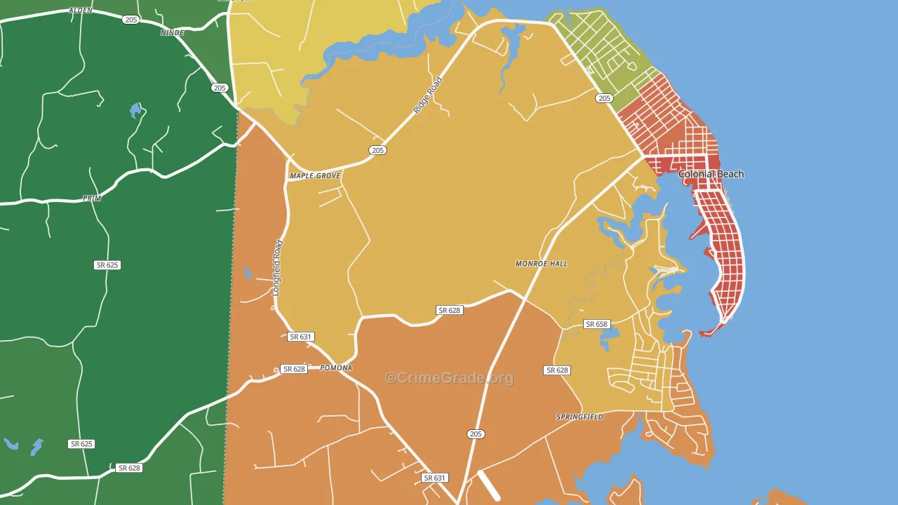 Monroe Hall, VA Map of Theft Rates