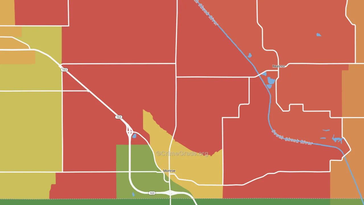 Monroe, IA Map of Theft Rates