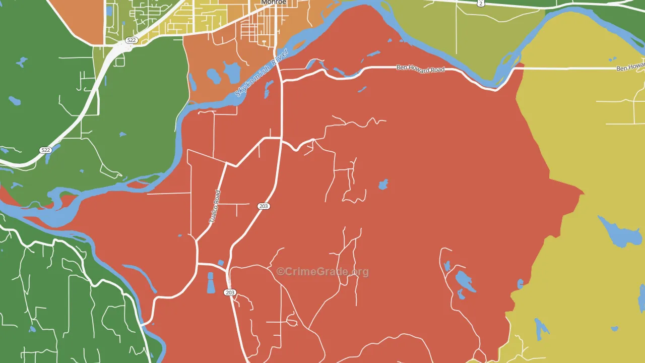 Monroe Junction, WA Map of Theft Rates