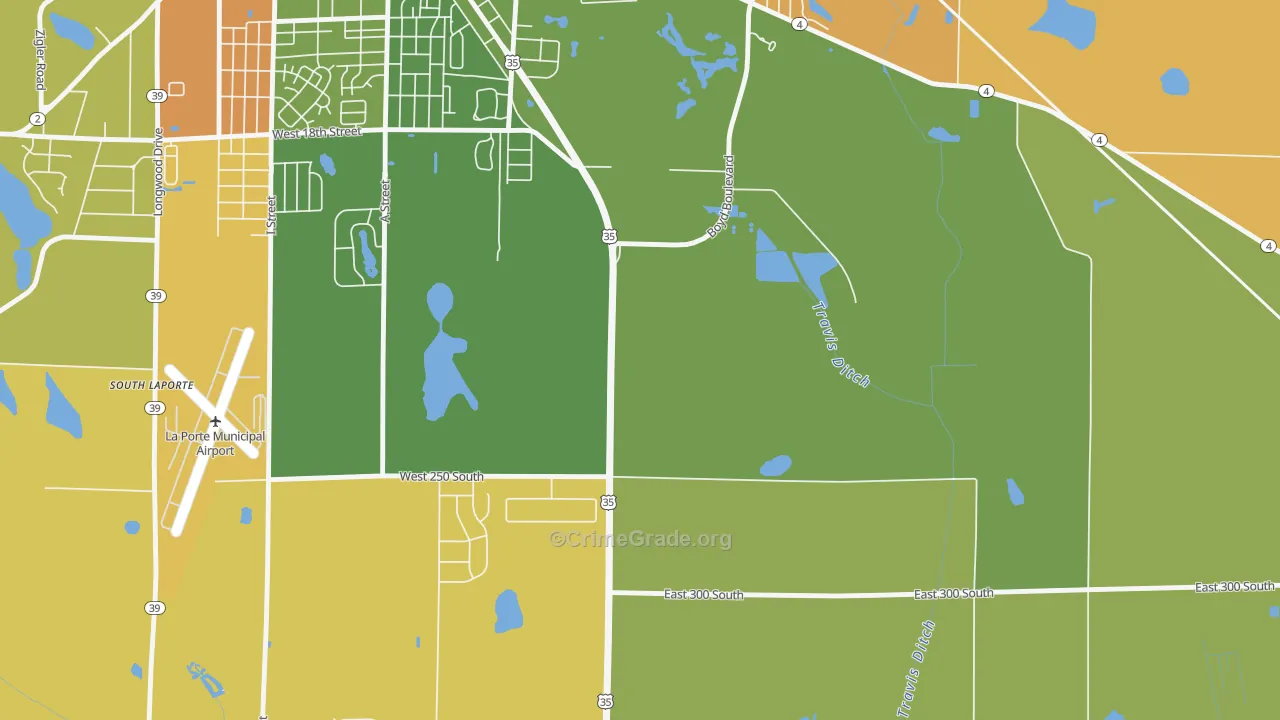 Monroe Manor, IN Map of Theft Rates