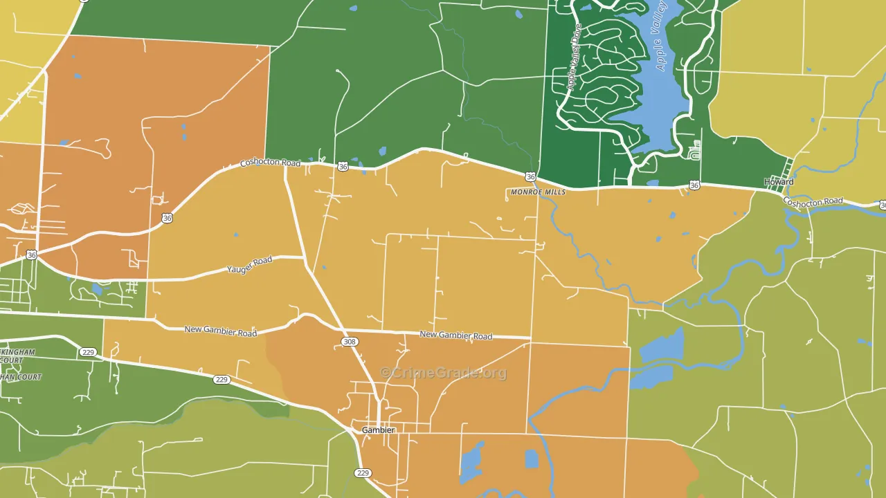 Monroe Mills, OH Map of Theft Rates