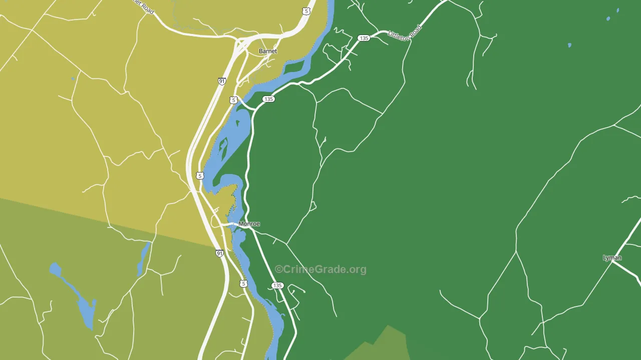 Monroe, NH Map of Theft Rates