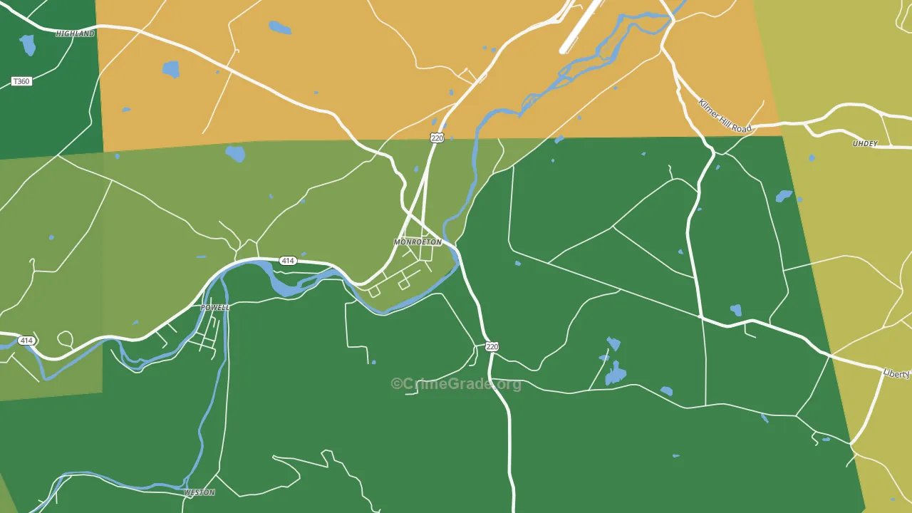 Monroe, PA Map of Theft Rates