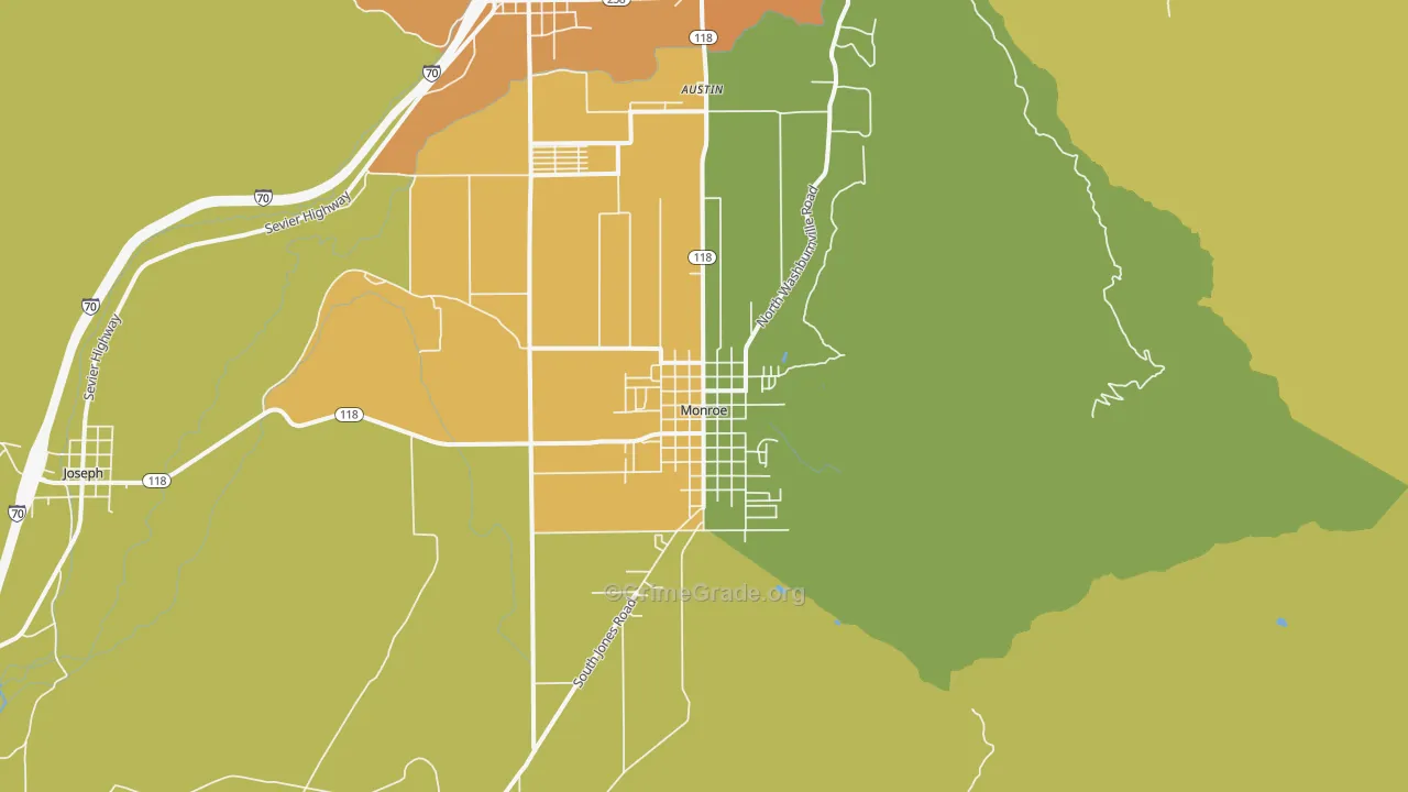 Monroe, UT Map of Theft Rates