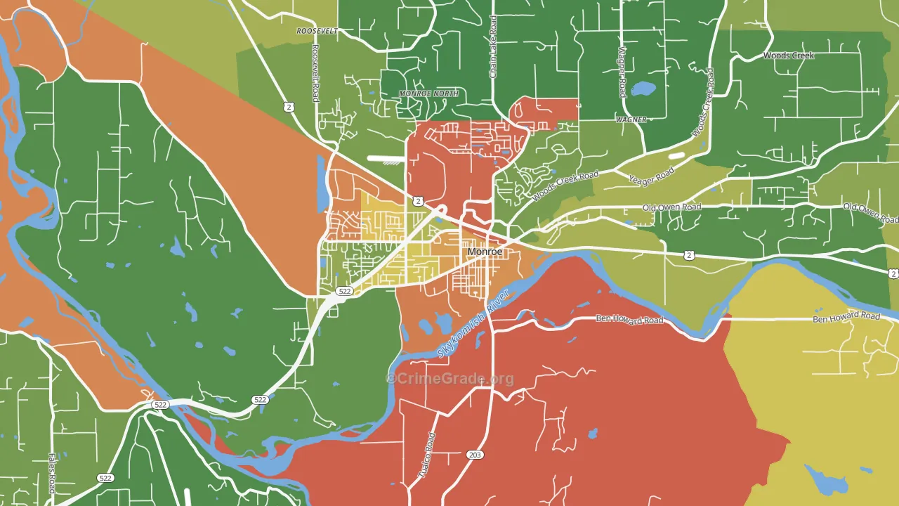 Monroe, WA Map of Theft Rates