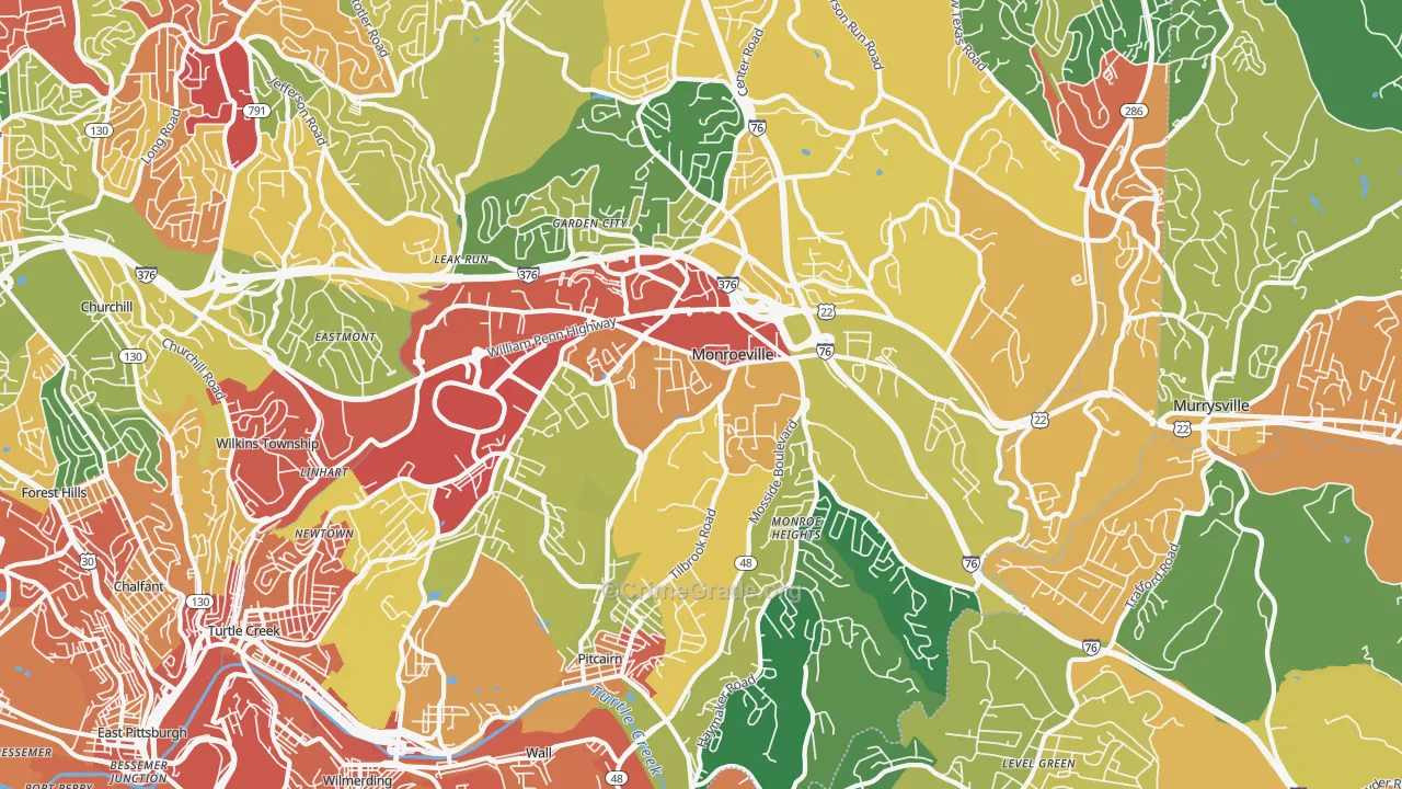 Monroeville, PA Map of Theft Rates