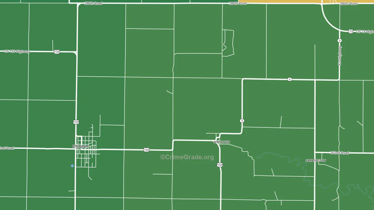Monrovia, KS Map of Theft Rates