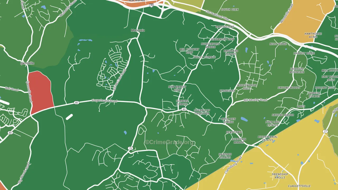 Monrovia, MD Map of Theft Rates