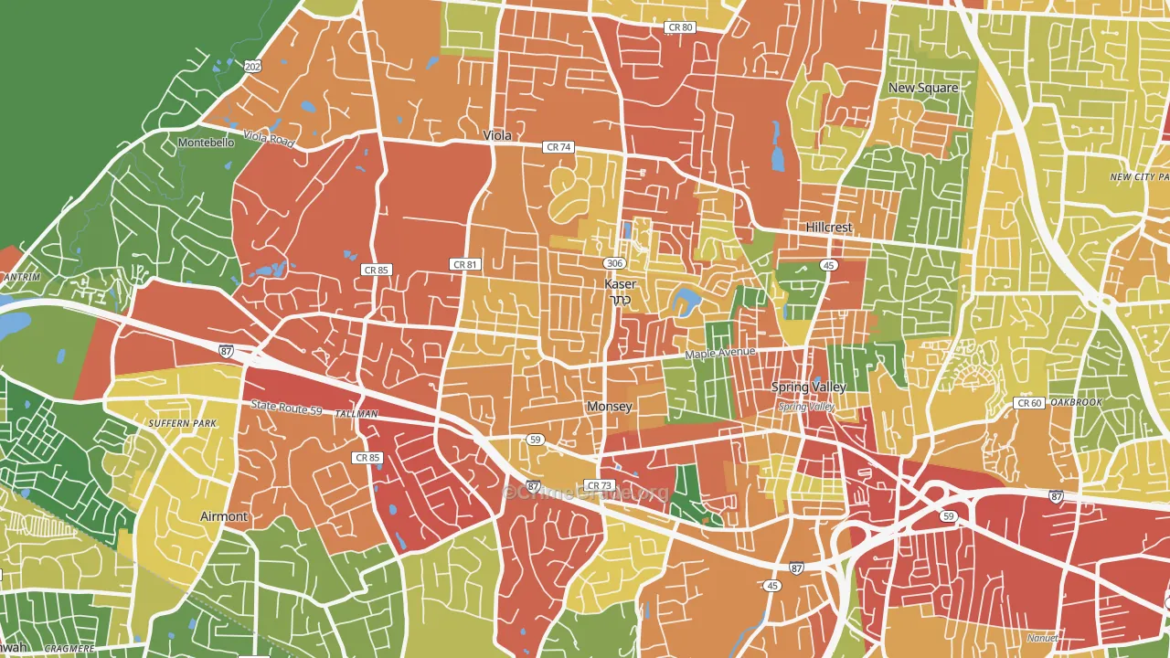 Monsey, NY Map of Theft Rates