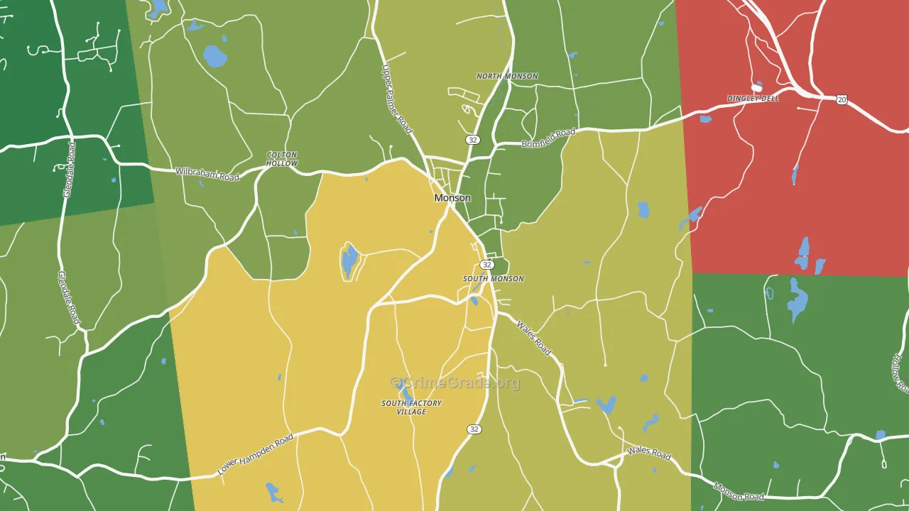 Monson, MA Map of Theft Rates