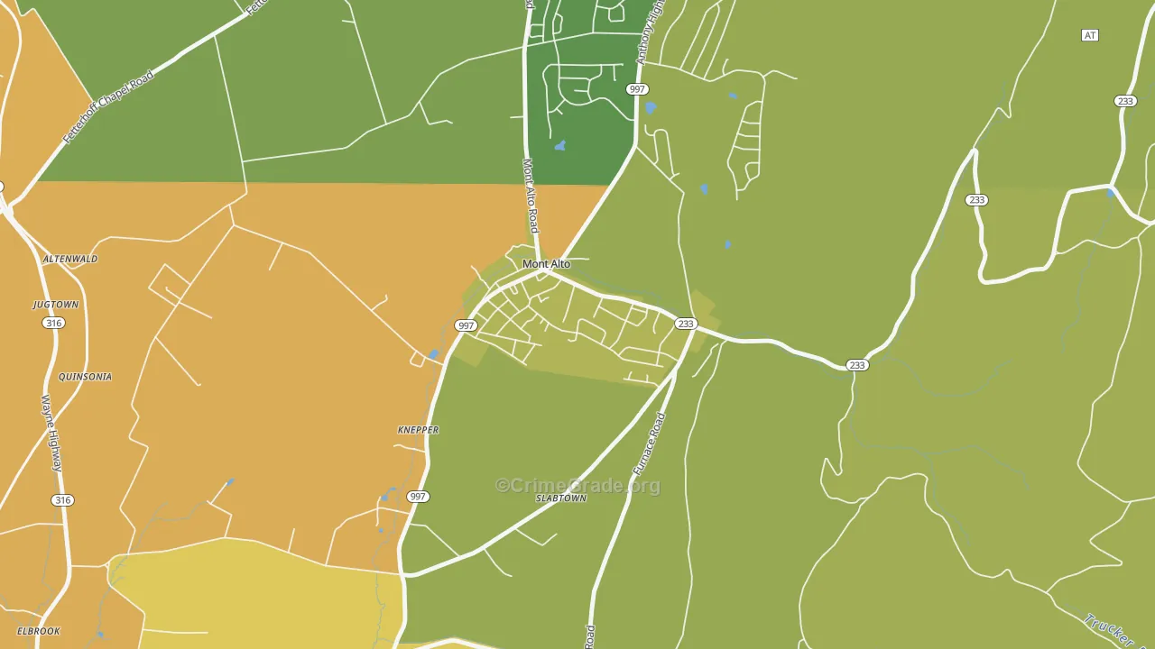 Mont Alto, PA Map of Theft Rates