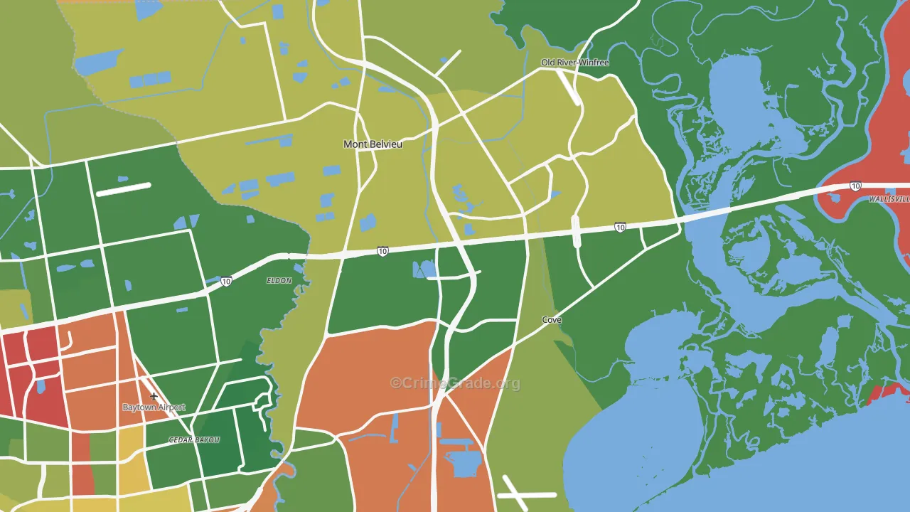 Mont Belvieu, TX Map of Theft Rates