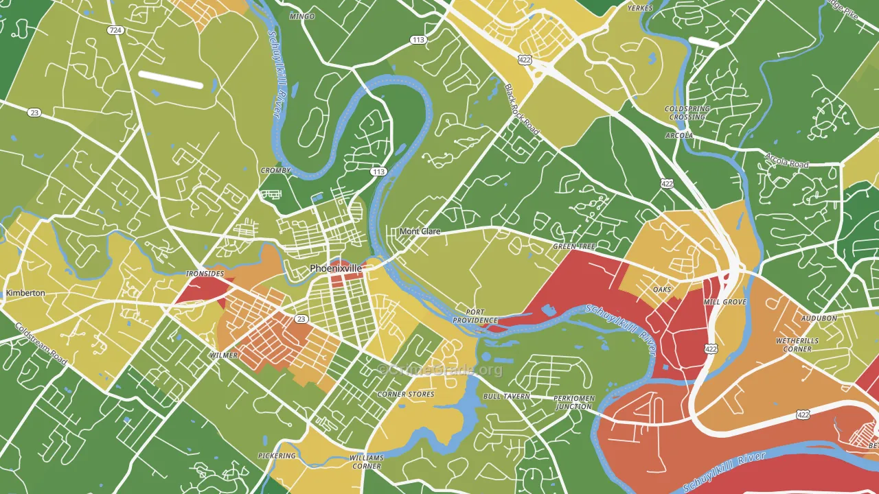 Mont Clare, PA Map of Theft Rates