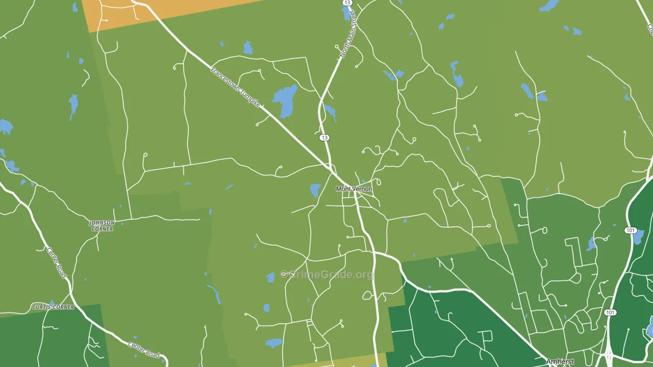 Mont Vernon, NH Map of Theft Rates