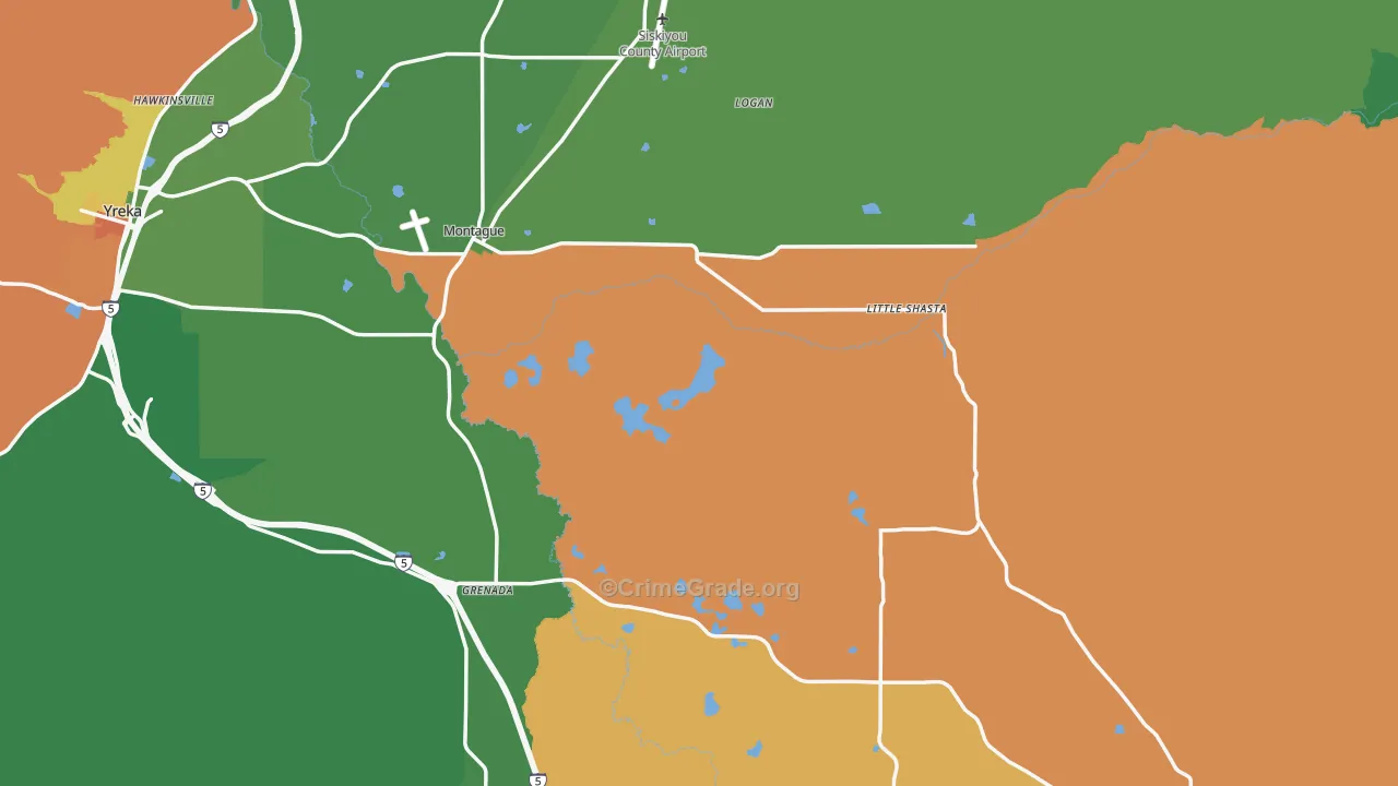 Montague, CA Map of Theft Rates
