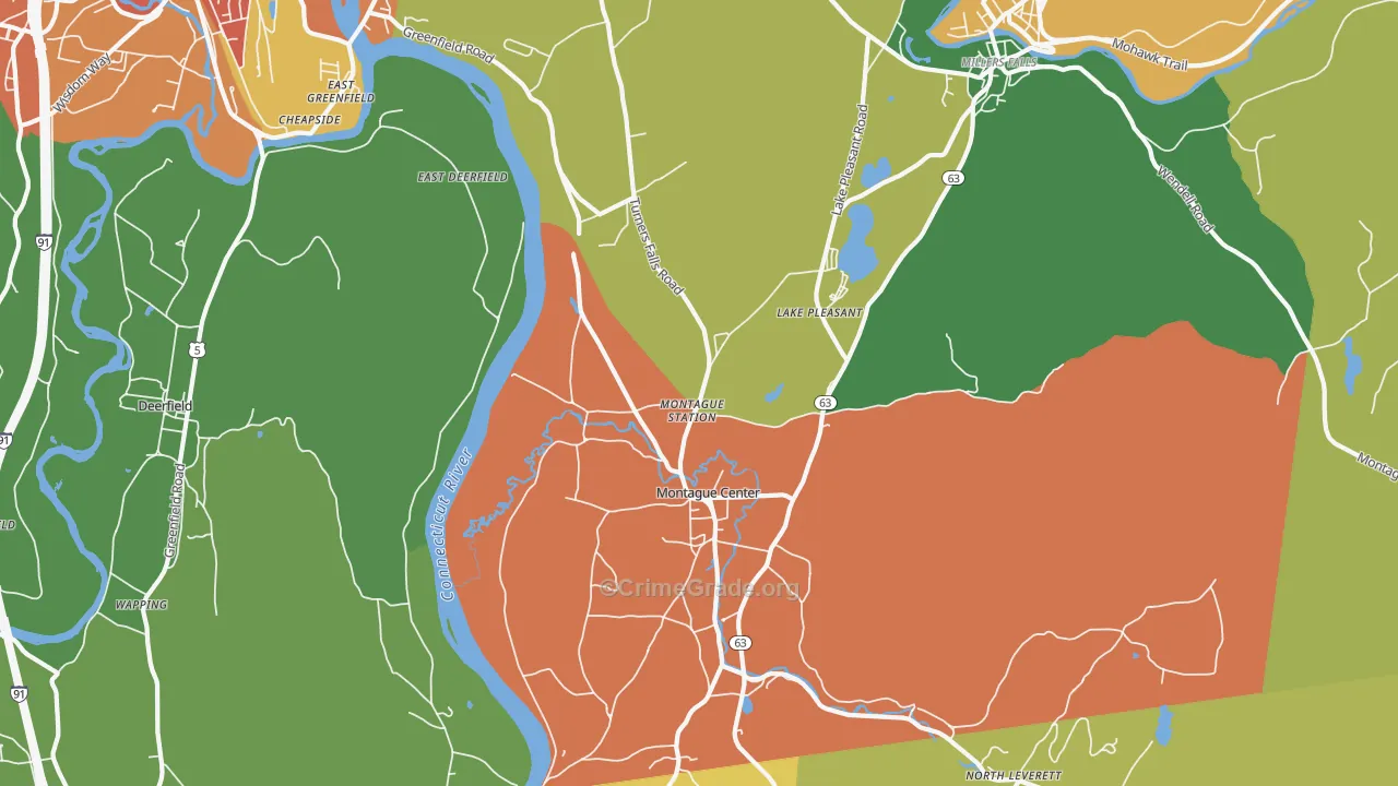 Montague, MA Map of Theft Rates