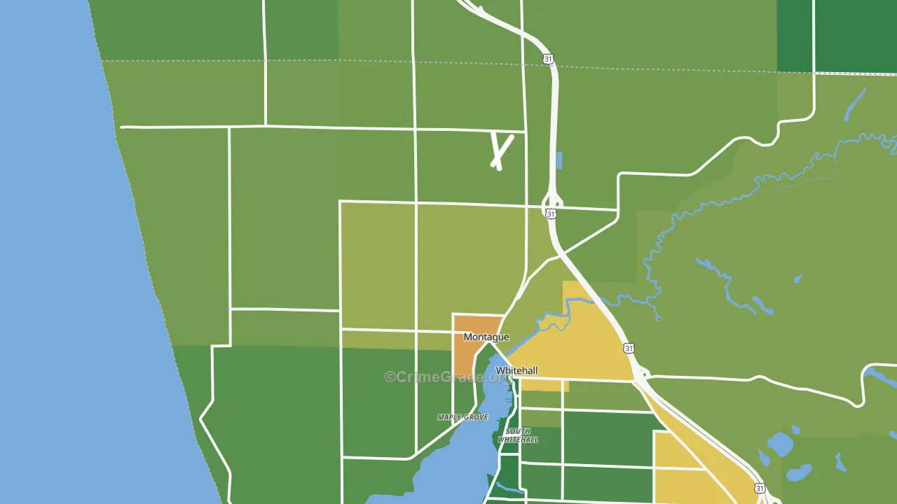 Montague, MI Map of Theft Rates