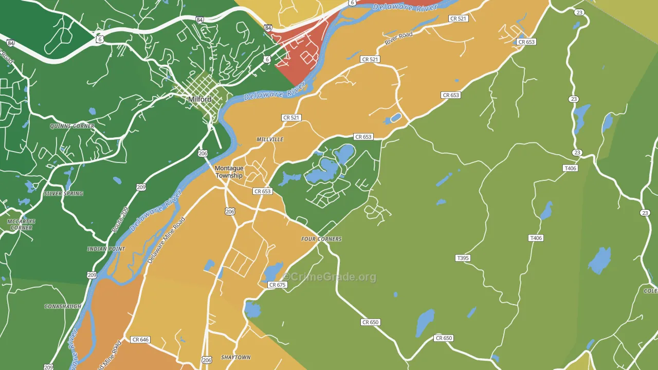 Montague, NJ Map of Theft Rates
