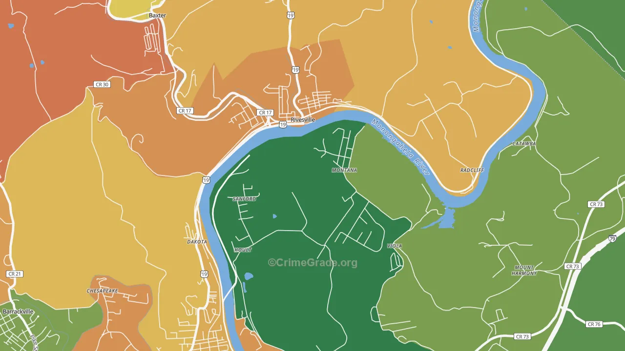 Montana Mines, WV Map of Theft Rates