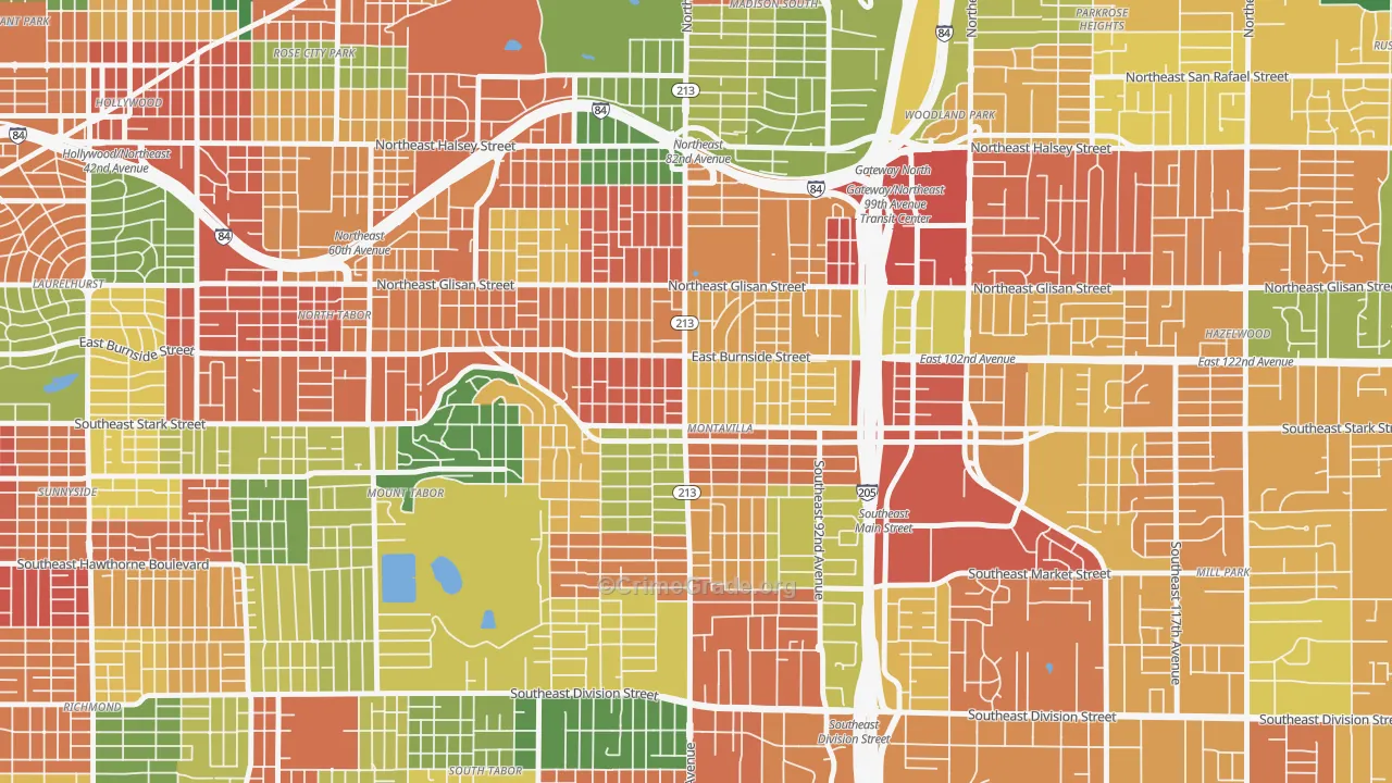 Montavilla, Portland, OR Map of Theft Rates