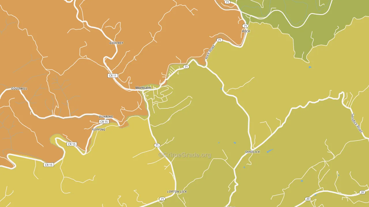 Montcalm, WV Map of Theft Rates