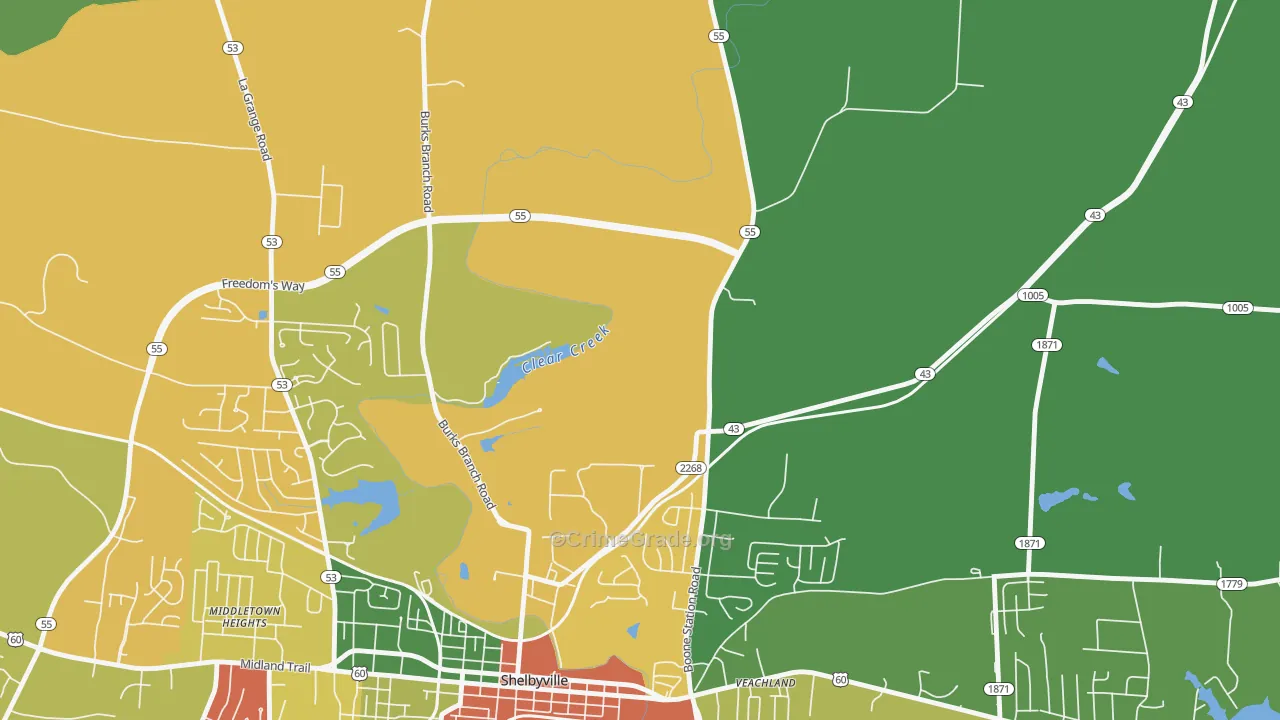 Montclair, KY Map of Theft Rates