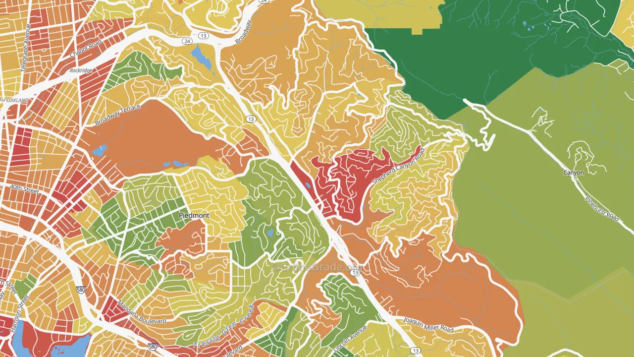 Montclair, Oakland, CA Map of Theft Rates