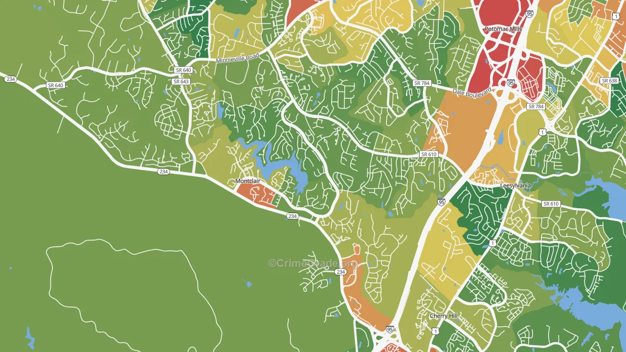 Montclair, VA Map of Theft Rates