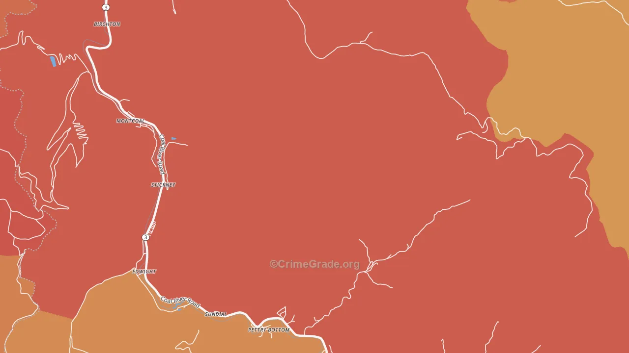 Montcoal, WV Map of Theft Rates