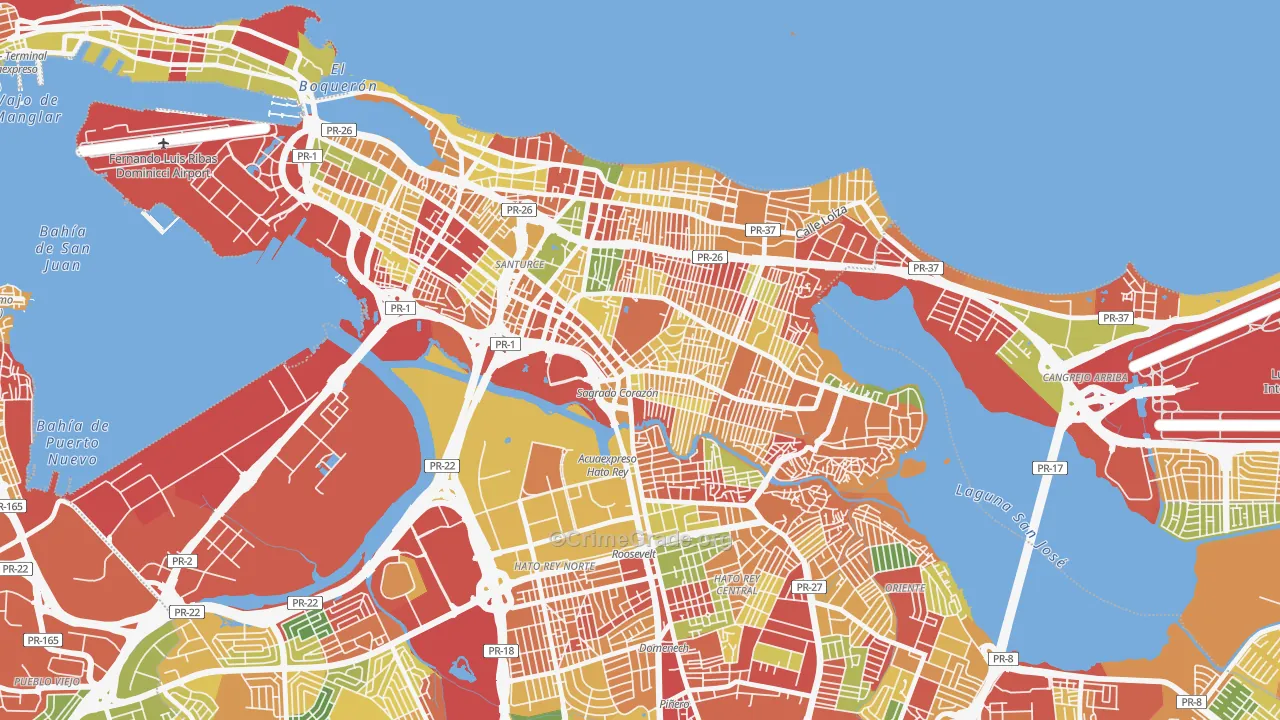 Monte Flores, San Juan, PR Map of Theft Rates