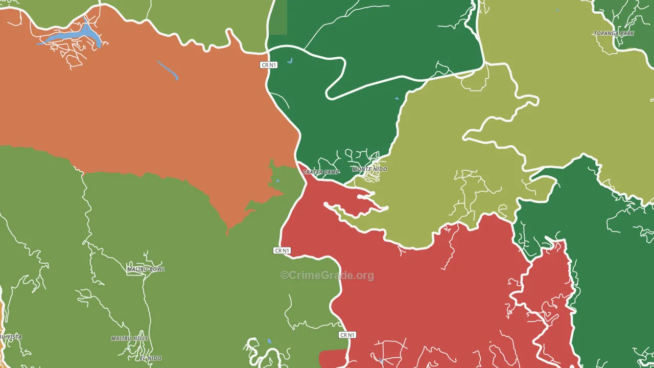 Monte Nido, CA Map of Theft Rates