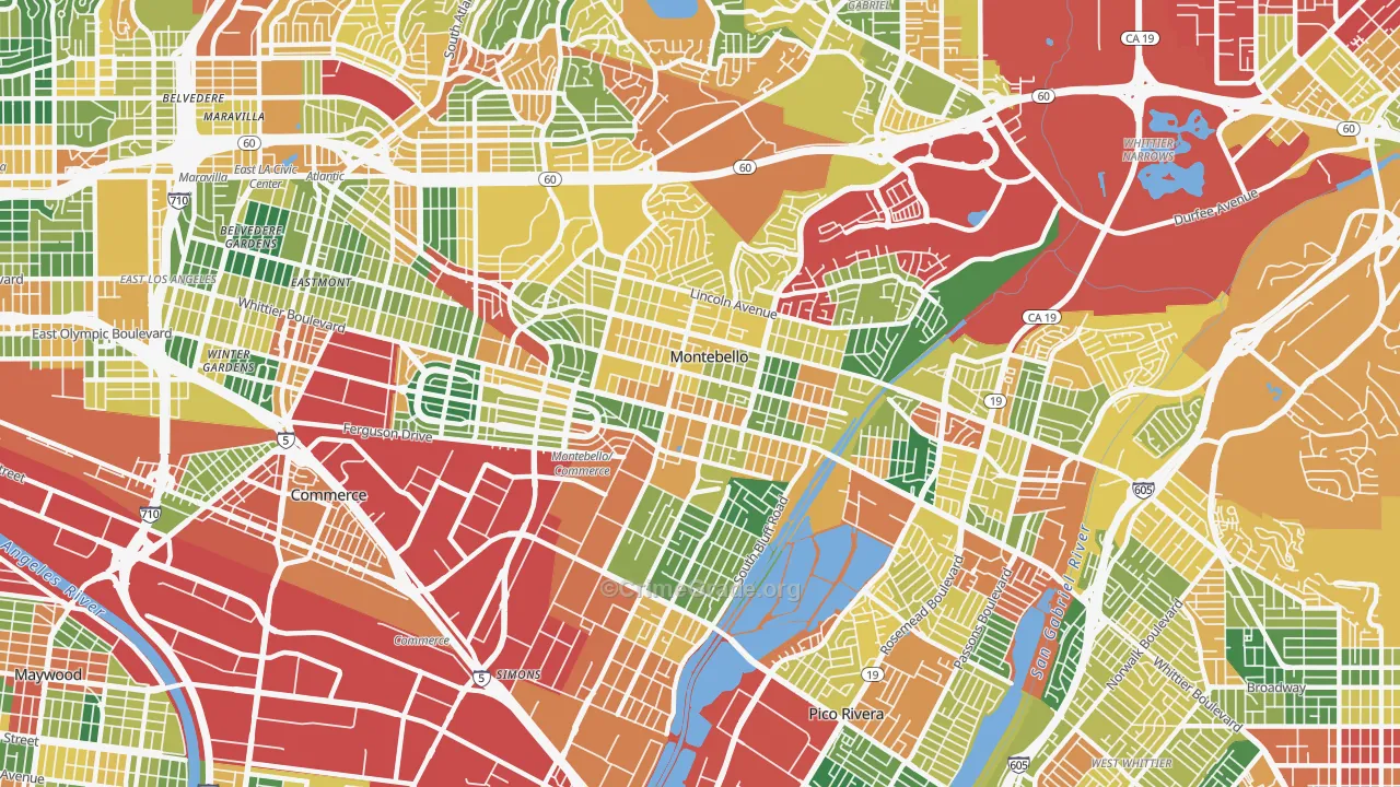 Montebello, CA Map of Theft Rates