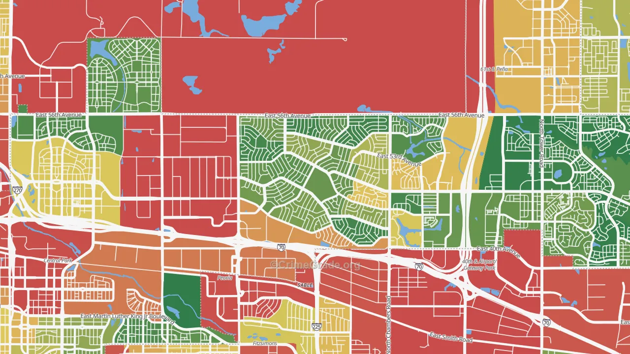 Montebello, Denver, CO Map of Theft Rates