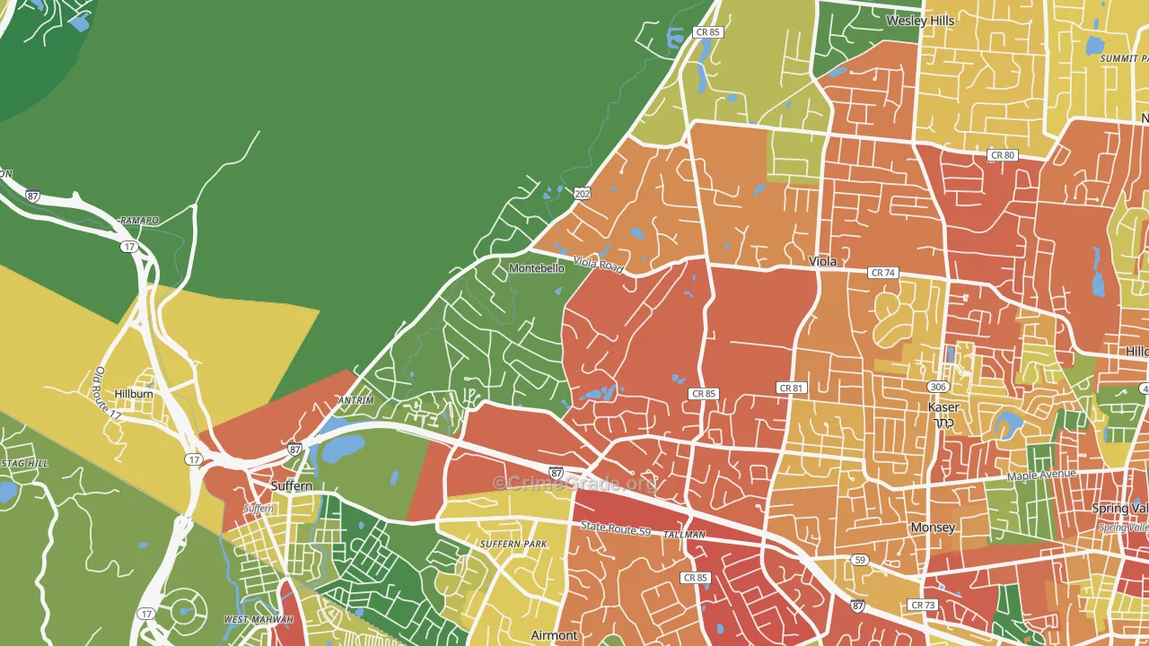 Montebello, NY Map of Theft Rates
