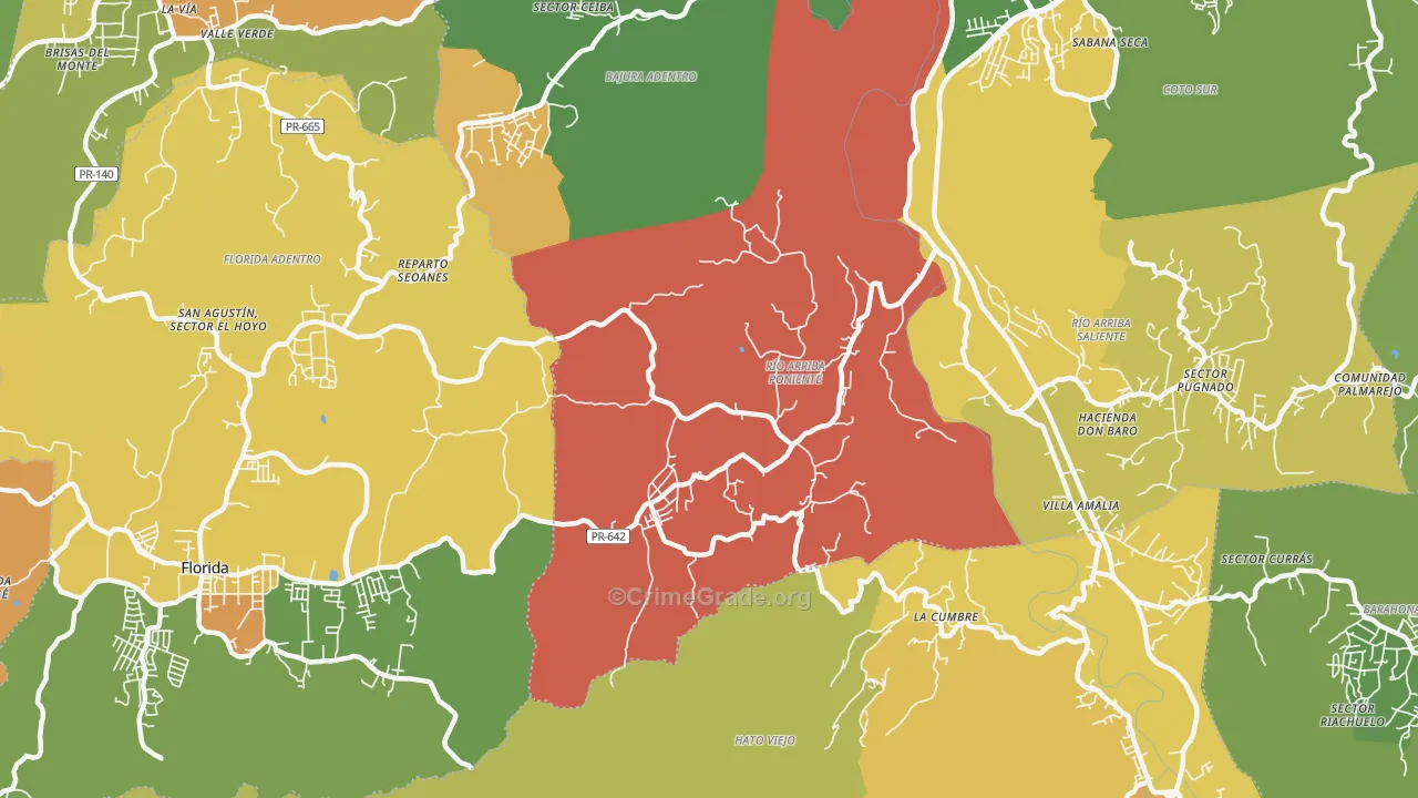 Montebello, PR Map of Theft Rates