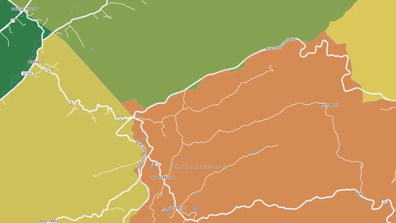 Montebello, VA Map of Theft Rates