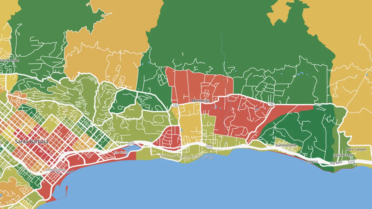 Montecito, CA Map of Theft Rates