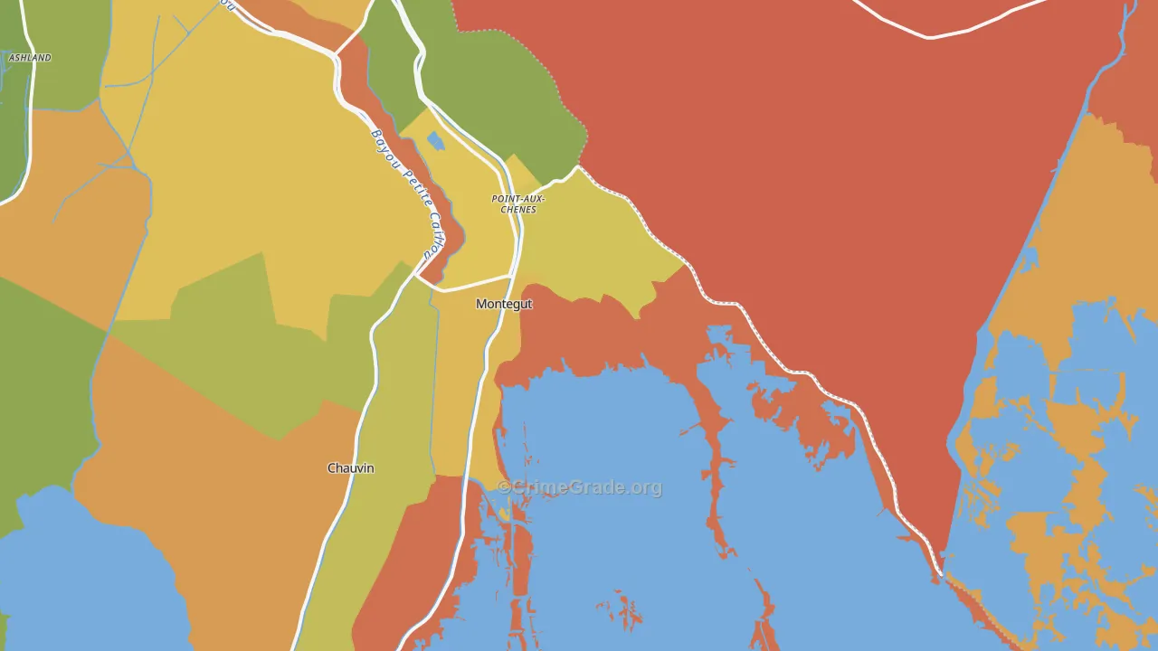 Montegut, LA Map of Theft Rates