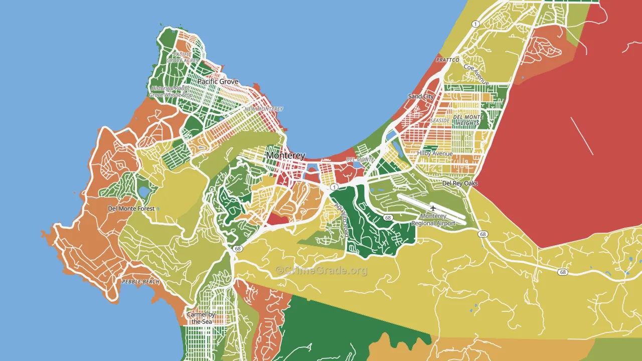 Monterey, CA Map of Theft Rates