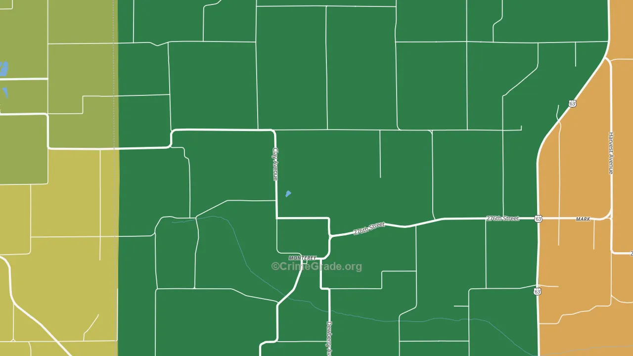 Monterey, IA Map of Theft Rates