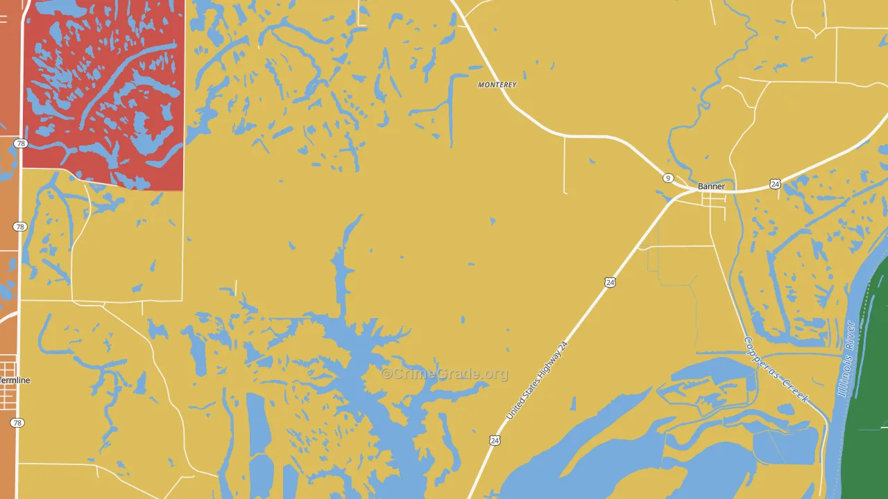 Monterey, IL Map of Theft Rates
