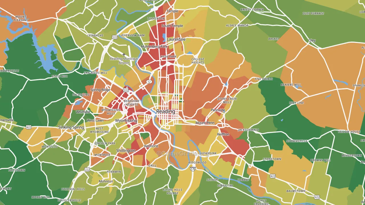 Monterey, PA Map of Theft Rates