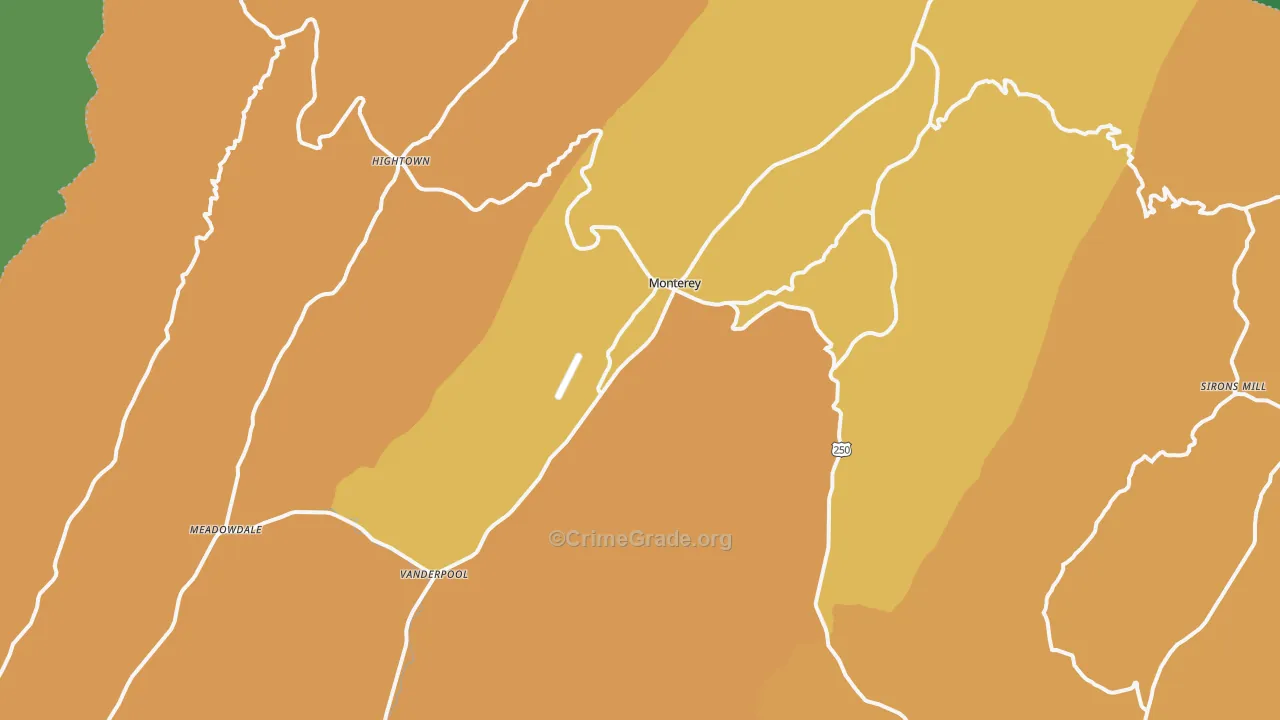 Monterey, VA Map of Theft Rates