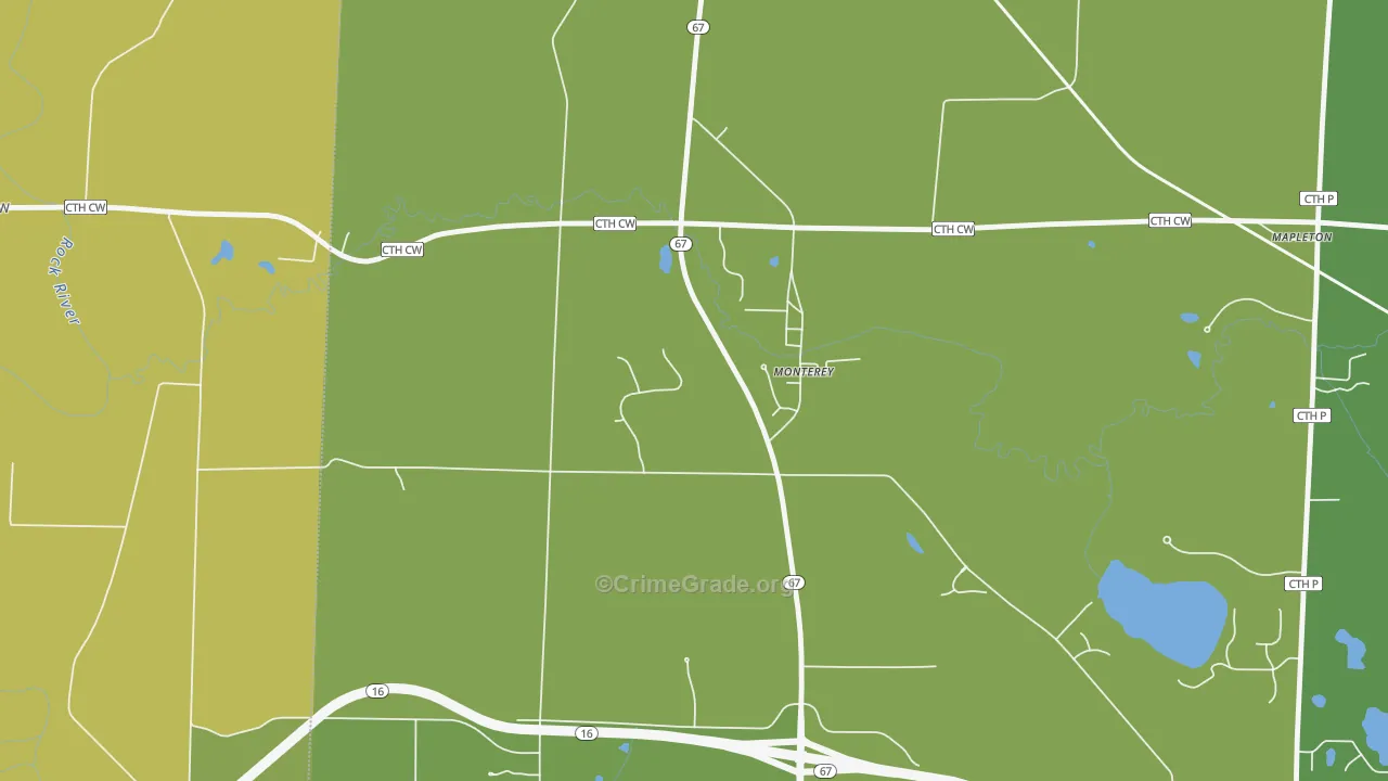 Monterey, WI Map of Theft Rates